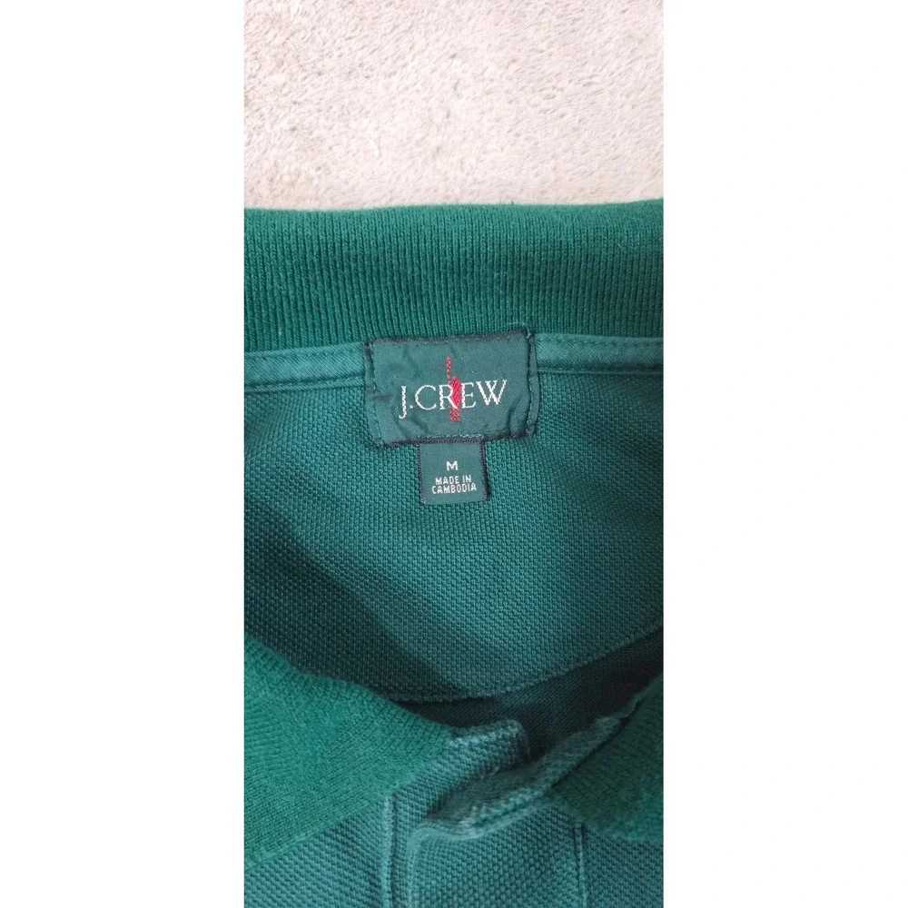 Vintage J. Crew Oarsman Polo Shirt Men Medium Green Mesh Cotton Long Sleeve